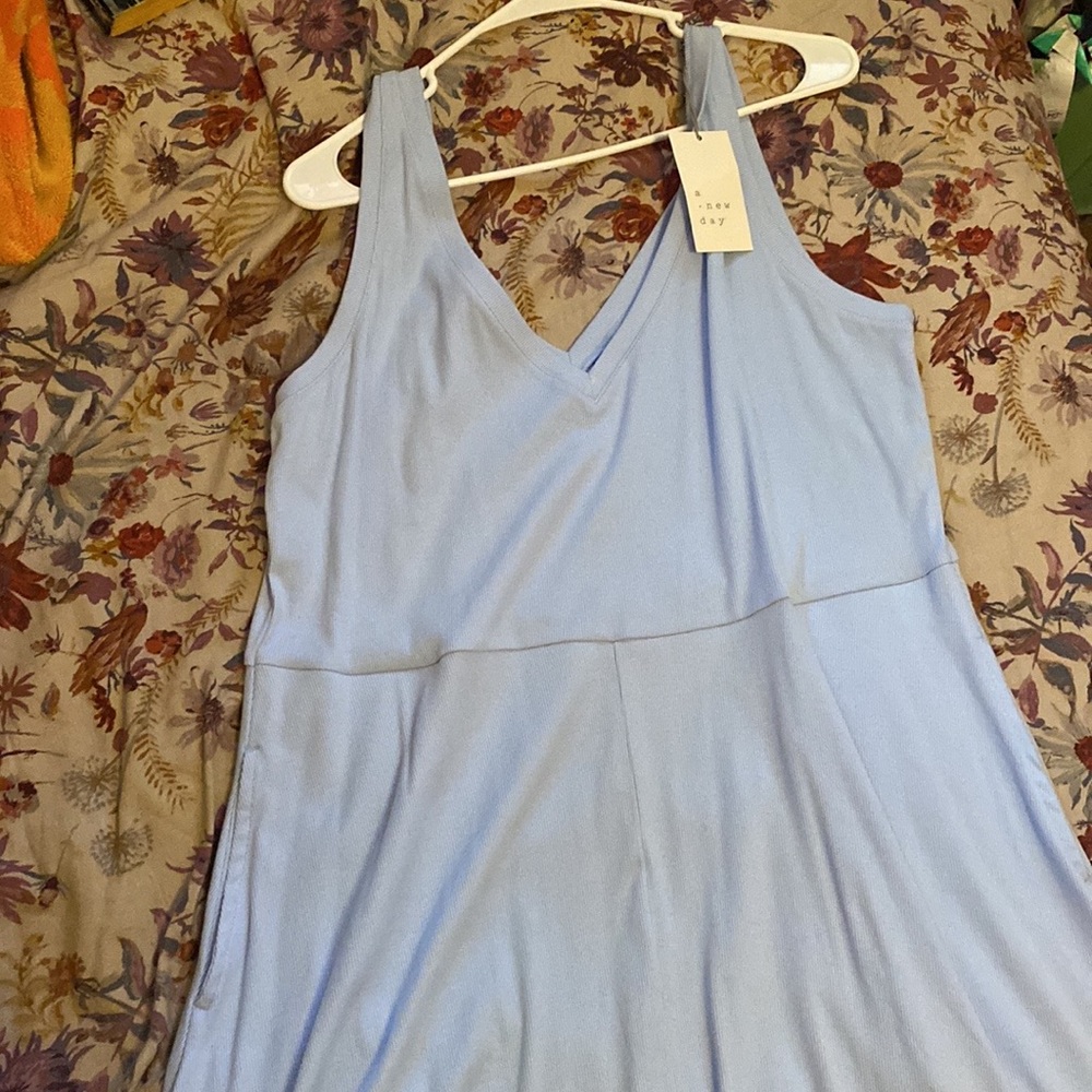 Blue tank dress with pockets